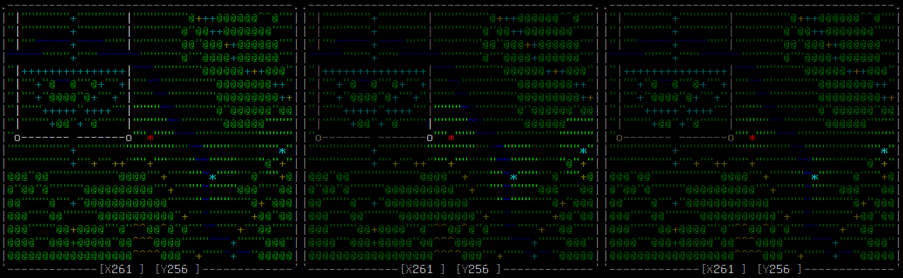 Example ASCII maps showing different lighting modes.