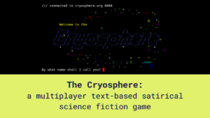 ASCII intro screen forming the word Cryosphere in blue.