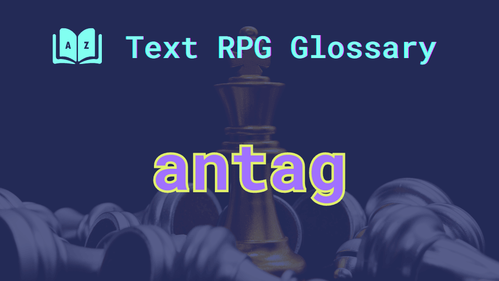 Fallen chess pieces around a Queen and the word: antag.