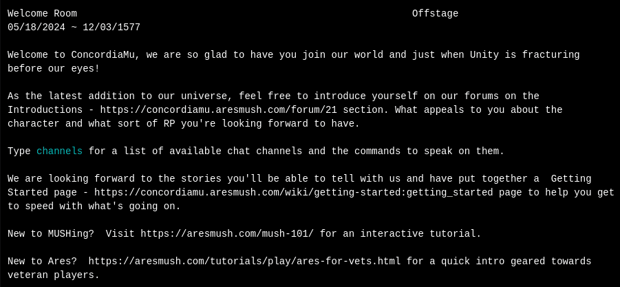 The "Welcome Room" again, this time with the decorative ASCII borders removed.