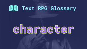 Character A shadowy figure in a low-brimmed hat and the word: character.