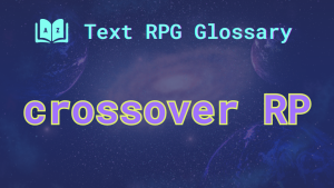 Crossover RP Multiple galaxies hanging in space and the term: crossover RP.