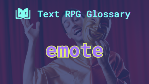 Emote An actor behind a comedy mask and the word: emote.