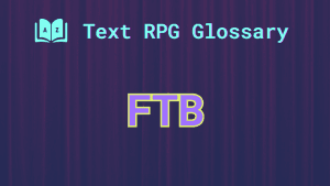 A lowered stage curtain and the acronym: FTB, short for fade to black.