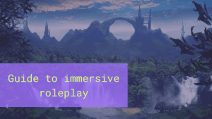 A fantasy landscape with waterfalls and the text: Guide to immersive roleplay.