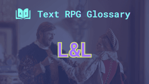 A lord and lady greeting one another and the acronym: L&L, short for "Lords and Ladies."