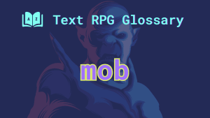 An artistic rendering of a hostile-looking orc and the word: mob.