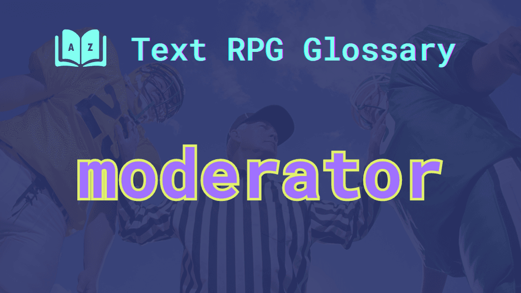 Moderator A referee in a sports match and the word: moderator.