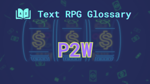 P2W Three dollar signs on a slot machine and the word: P2W, short for pay to win.