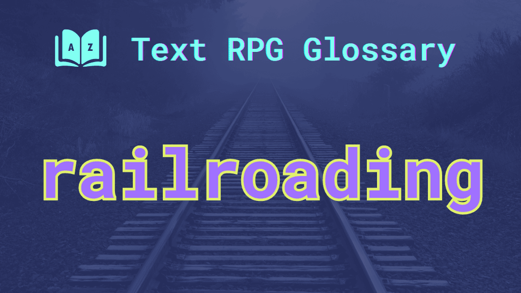 Railroading Railroad tracks disappearing into the mist and the word: railroading.