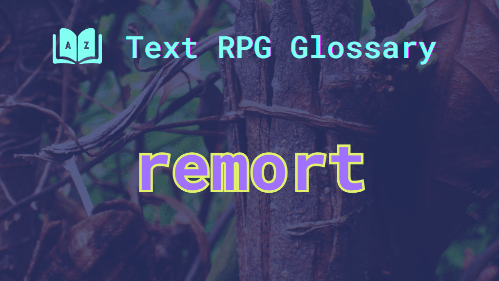 New growth covering a tree and the word: remort.