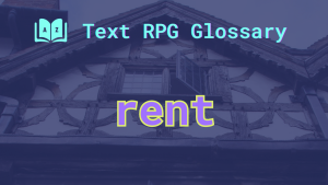 Rent An outside view of the top floor of an old-fashioned inn and the word: rent.