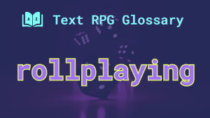 A handful of dice mid-roll and the word: rollplaying.