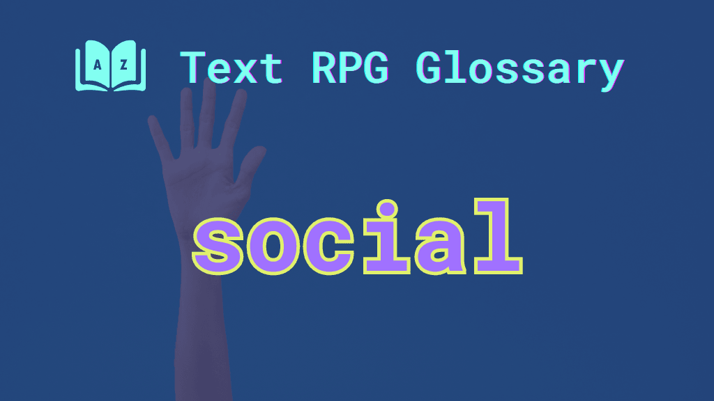 Socials A hand raised in a wave and the word: social.