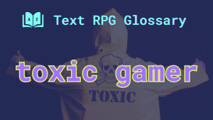Toxic gamer A person in a hooded yellow jacket and the words: toxic gamer.