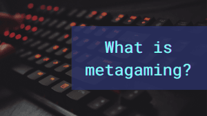 LED keyboard with the text: What is metagaming?